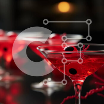 Intra Συλλεκτικό Ξύλινο Παζλ Plywood  4mm - Γυαλιά Red Martini με θέμα το Halloween με διακοσμητικά για το βολβό του ματιού Σε Ξύλινο Κουτί - Διαστάσεις Puzzle: 10x10 cm – 25 κομμάτια - Image 1