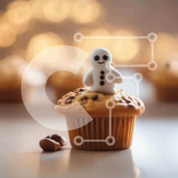 Intra Συλλεκτικό Ξύλινο Παζλ Plywood  4mm - Cupcake χιονάνθρωπος με τσιπς σοκολάτας Σε Ξύλινο Κουτί - Διαστάσεις Puzzle: 10x10 cm – 25 κομμάτια - Image 1