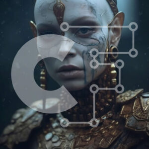 Intra Συλλεκτικό Ξύλινο Παζλ Plywood  4mm - Όμορφη εικόνα μιας γυναίκας με χρυσή πανοπλία με περίπλοκα φυλετικά σχέδια και κόμμωση Σε Ξύλινο Κουτί - Διαστάσεις Puzzle: 10x10 cm – 25 κομμάτια