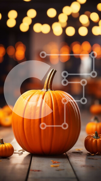 Intra Συλλεκτικό Ξύλινο Παζλ Plywood  4mm - Κολοκύθα σε ξύλινο τραπέζι με θολό φόντο Σε Ξύλινο Κουτί - Διαστάσεις Puzzle: 10x10 cm – 25 κομμάτια