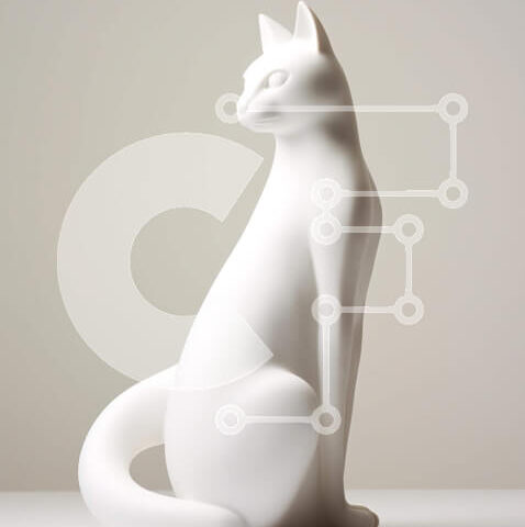 Intra Συλλεκτικό Ξύλινο Παζλ Plywood  4mm - Λευκό κεραμικό ειδώλιο γάτας σε άδειο τραπέζι Σε Ξύλινο Κουτί - Διαστάσεις: 10x10 cm – 25 κομμάτια - Image 1