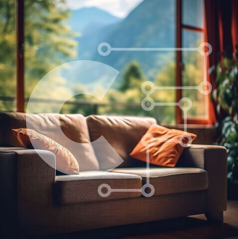 Intra Συλλεκτικό Ξύλινο Παζλ Plywood  4mm - Άνετο σαλόνι με θέα στο βουνό Σε Ξύλινο Κουτί - Διαστάσεις Puzzle: 10x10 cm – 25 κομμάτια - Image 1