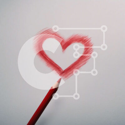 Intra Συλλεκτικό Ξύλινο Παζλ Plywood  4mm - Σκίτσο μιας καρδιάς με κόκκινο χρωματιστό μολύβι Σε Ξύλινο Κουτί - Διαστάσεις Puzzle: 10x10 cm – 25 κομμάτια - Image 1