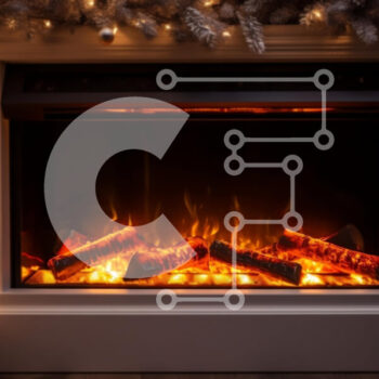 Intra Συλλεκτικό Ξύλινο Παζλ Plywood  4mm - Άνετο χριστουγεννιάτικο τζάκι με λευκά χριστουγεννιάτικα δέντρα Σε Ξύλινο Κουτί - Διαστάσεις: 10x10 cm – 25 κομμάτια - Image 1