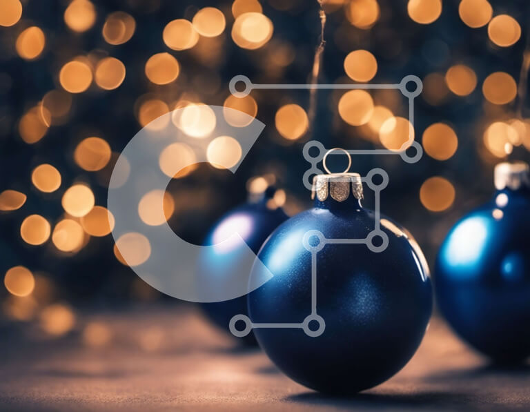 Intra Συλλεκτικό Ξύλινο Παζλ Plywood  4mm - Μπλε χριστουγεννιάτικα στολίδια που κρέμονται σε κορδόνι Σε Ξύλινο Κουτί - Διαστάσεις: 10x10 cm – 25 κομμάτια