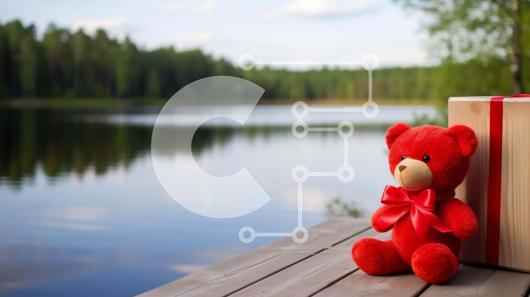 Intra Συλλεκτικό Ξύλινο Παζλ Plywood  4mm - Κόκκινο αρκουδάκι στην αποβάθρα με τυλιγμένα κουτιά δώρων Σε Ξύλινο Κουτί - Διαστάσεις: 10x10 cm – 25 κομμάτια