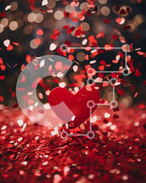 Intra Συλλεκτικό Ξύλινο Παζλ Plywood  4mm - Κομφετί Red Heart στο έδαφος Σε Ξύλινο Κουτί - Διαστάσεις: 10x10 cm – 25 κομμάτια