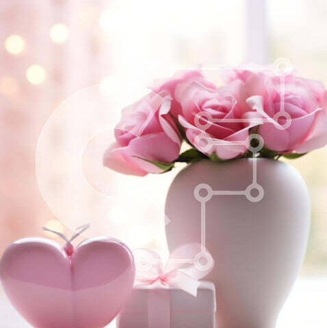 Intra Συλλεκτικό Ξύλινο Παζλ Plywood 4mm - Ροζ τριαντάφυλλα σε λευκό βάζο με κουτιά δώρων Σε Ξύλινο Κουτί - Διαστάσεις Puzzle: 10x10 cm – 25 κομμάτια - Image 1