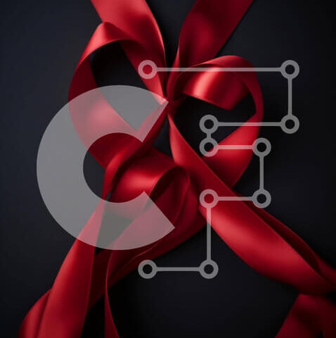 Intra Συλλεκτικό Ξύλινο Παζλ Plywood 4mm - Κόκκινη κορδέλα που επιπλέει σε μαύρο φόντο Σε Ξύλινο Κουτί - Διαστάσεις Puzzle: 10x10 cm – 25 κομμάτια - Image 1