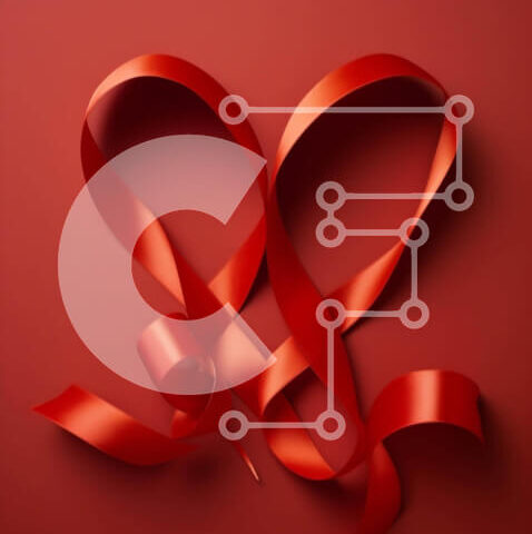 Intra Συλλεκτικό Ξύλινο Παζλ Plywood  4mm - Κόκκινες κορδέλες καρδιάς σε ζωντανό φόντο Σε Ξύλινο Κουτί - Διαστάσεις Puzzle: 10x10 cm – 25 κομμάτια - Image 1