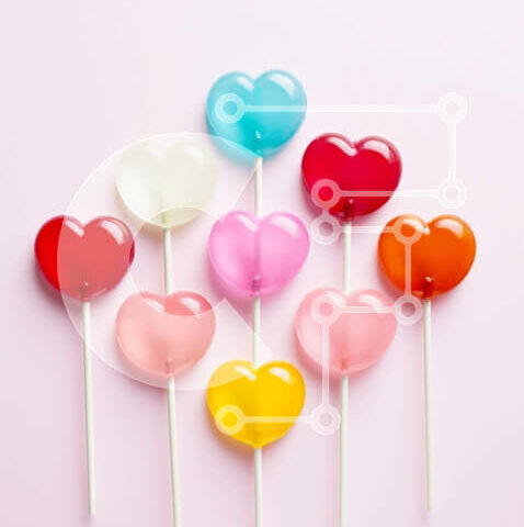 Intra Συλλεκτικό Ξύλινο Παζλ Plywood 4mm - Πολύχρωμα γλειφιτζούρια σε σχήμα καρδιάς σε ροζ φόντο Σε Ξύλινο Κουτί - Διαστάσεις Puzzle: 10x10 cm – 25 κομμάτια - Image 1