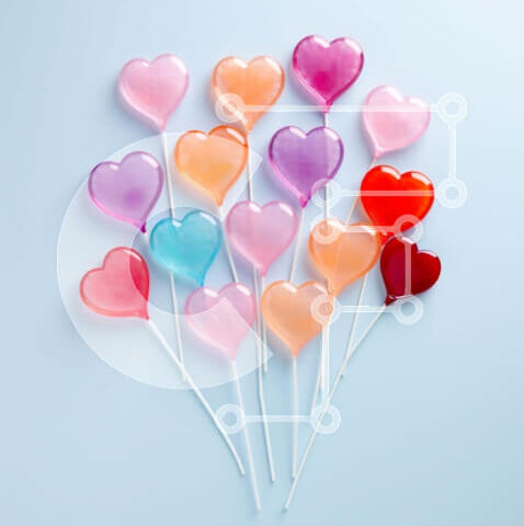 Intra Συλλεκτικό Ξύλινο Παζλ Plywood 4mm - Πολύχρωμα γλειφιτζούρια σε σχήμα καρδιάς σε ξυλάκια Σε Ξύλινο Κουτί - Διαστάσεις Puzzle: 10x10 cm – 25 κομμάτια - Image 1