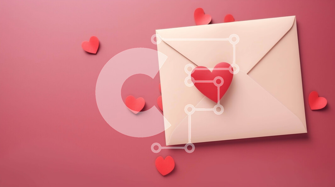 Intra Συλλεκτικό Ξύλινο Παζλ Plywood  4mm - Φάκελος του Αγίου Βαλεντίνου με κόκκινες καρδιές να επιπλέουν στον αέρα Σε Ξύλινο Κουτί - Διαστάσεις: 10x10 cm – 25 κομμάτια