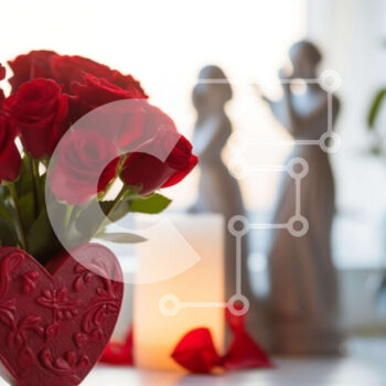 Intra Συλλεκτικό Ξύλινο Παζλ Plywood  4mm - Ρομαντικά κόκκινα τριαντάφυλλα σε βάζο σε σχήμα καρδιάς με φως κεριού Σε Ξύλινο Κουτί - Διαστάσεις Puzzle: 10x10 cm – 25 κομμάτια - Image 1