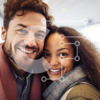 Intra Συλλεκτικό Ξύλινο Παζλ Plywood  4mm - Νεαρό ζευγάρι χαμογελώντας και κρατώντας τα χέρια στο αεροδρόμιο Σε Ξύλινο Κουτί - Διαστάσεις Puzzle: 10x10 cm – 25 κομμάτια - Image 1