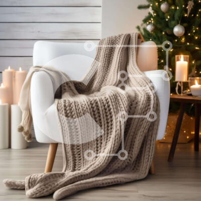 Intra Συλλεκτικό Ξύλινο Παζλ Plywood  4mm - Λευκή καρέκλα σε γιορτινά διακοσμημένο σαλόνι Σε Ξύλινο Κουτί - Διαστάσεις Puzzle: 10x10 cm – 25 κομμάτια - Image 1