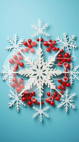 Intra Συλλεκτικό Ξύλινο Παζλ Plywood  4mm - Εορταστική διακόσμηση με νιφάδες χιονιού με κόκκινα μούρα Σε Ξύλινο Κουτί - Διαστάσεις Puzzle: 10x10 cm – 25 κομμάτια