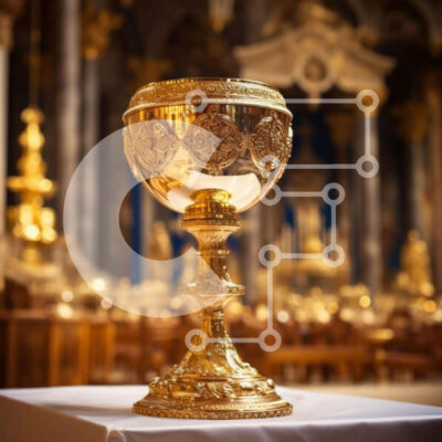 Intra Συλλεκτικό Ξύλινο Παζλ Plywood 4mm - Τελετουργικό χρυσό κύπελλο σε διακοσμημένο τραπέζι Σε Ξύλινο Κουτί - Διαστάσεις Puzzle: 10x10 cm – 25 κομμάτια - Image 1