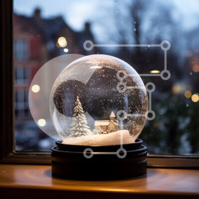 Intra Συλλεκτικό Ξύλινο Παζλ Plywood  4mm - Snow Globe με ξύλινο σπίτι και νιφάδα χιονιού Σε Ξύλινο Κουτί - Διαστάσεις Puzzle: 10x10 cm – 25 κομμάτια - Image 1