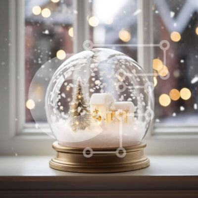 Intra Συλλεκτικό Ξύλινο Παζλ Plywood  4mm - Snow Globe με διακοσμητική νιφάδα χιονιού και μικρό σπίτι Σε Ξύλινο Κουτί - Διαστάσεις Puzzle: 10x10 cm – 25 κομμάτια - Image 1