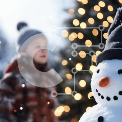 Intra Συλλεκτικό Ξύλινο Παζλ Plywood 4mm - Χιονάνθρωπος και χριστουγεννιάτικο δέντρο το χειμώνα Σε Ξύλινο Κουτί - Διαστάσεις Puzzle: 10x10 cm – 25 κομμάτια - Image 1