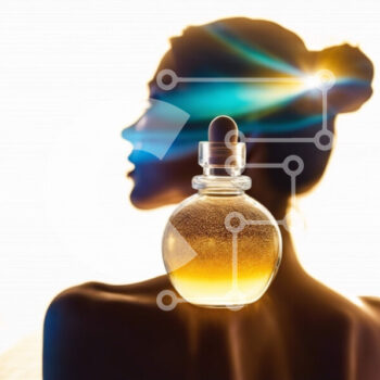 Intra Συλλεκτικό Ξύλινο Παζλ Plywood  4mm - Γυναίκα που κρατά το μπουκάλι αρώματος σιλουέτα Σε Ξύλινο Κουτί - Διαστάσεις Puzzle: 10x10 cm – 25 κομμάτια - Image 1