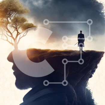 Intra Συλλεκτικό Ξύλινο Παζλ Plywood  4mm - Σουρεαλιστικό τοπίο με ανθρώπινες μορφές και δέντρο Σε Ξύλινο Κουτί - Διαστάσεις Puzzle: 10x10 cm – 25 κομμάτια - Image 1