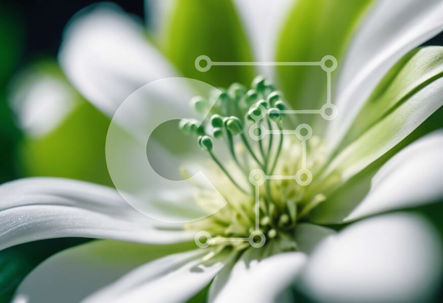 Intra Συλλεκτικό Ξύλινο Παζλ Plywood  4mm - Όμορφο λευκό λουλούδι με πράσινους στήμονες Σε Ξύλινο Κουτί - Διαστάσεις: 10x10 cm – 25 κομμάτια