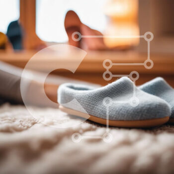 Intra Συλλεκτικό Ξύλινο Παζλ Plywood  4mm - Μπλε παντόφλες δίπλα στα παπούτσια στο πάτωμα Σε Ξύλινο Κουτί - Διαστάσεις Puzzle: 10x10 cm – 25 κομμάτια - Image 1