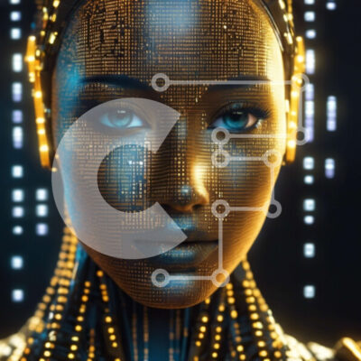 Intra Συλλεκτικό Ξύλινο Παζλ Plywood 4mm - Φουτουριστική γυναίκα με λαμπερά μάτια και ρομποτικά χαρακτηριστικά προσώπου Σε Ξύλινο Κουτί - Διαστάσεις Puzzle: 10x10 cm – 25 κομμάτια - Image 1