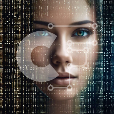 Intra Συλλεκτικό Ξύλινο Παζλ Plywood  4mm - Αφηρημένο ψηφιακό μοτίβο γυναικείου προσώπου σε δυαδικό κώδικα Σε Ξύλινο Κουτί - Διαστάσεις Puzzle: 10x10 cm – 25 κομμάτια - Image 1