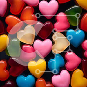 Intra Συλλεκτικό Ξύλινο Παζλ Plywood  4mm - Πολύχρωμες καραμέλες σε σχήμα καρδιάς στην οθόνη Σε Ξύλινο Κουτί - Διαστάσεις Puzzle: 10x10 cm – 25 κομμάτια