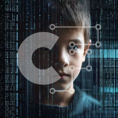 Intra Συλλεκτικό Ξύλινο Παζλ Plywood  4mm - Νεαρό αγόρι που κοιτάζει επίμονα το υπόβαθρο δυαδικού κώδικα Σε Ξύλινο Κουτί - Διαστάσεις Puzzle: 10x10 cm – 25 κομμάτια - Image 1