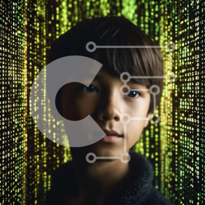 Intra Συλλεκτικό Ξύλινο Παζλ Plywood  4mm - Νεαρό αγόρι επικεντρώθηκε στα πολύχρωμα pixel Σε Ξύλινο Κουτί - Διαστάσεις Puzzle: 10x10 cm – 25 κομμάτια - Image 1