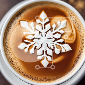 Intra Συλλεκτικό Ξύλινο Παζλ Plywood  4mm - Ρουστίκ φλιτζάνι καφέ με διακόσμηση με νιφάδα χιονιού Σε Ξύλινο Κουτί - Διαστάσεις Puzzle: 10x10 cm – 25 κομμάτια - Image 1