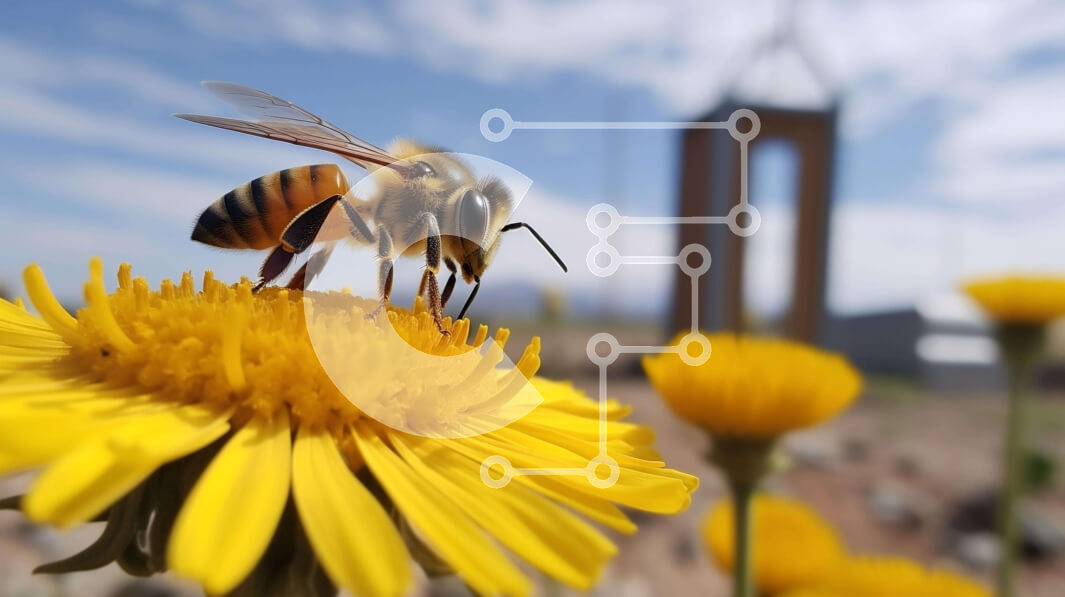 Intra Συλλεκτικό Ξύλινο Παζλ Plywood  4mm - Μέλισσα στα κίτρινα λουλούδια μαργαρίτας Σε Ξύλινο Κουτί - Διαστάσεις: 10x10 cm – 25 κομμάτια