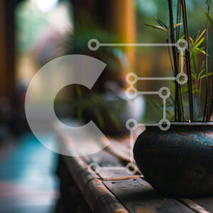 Intra Συλλεκτικό Ξύλινο Παζλ Plywood  4mm - Φυτό μπαμπού σε γλάστρα σε ξύλινο πάγκο Σε Ξύλινο Κουτί - Διαστάσεις: 10x10 cm – 25 κομμάτια