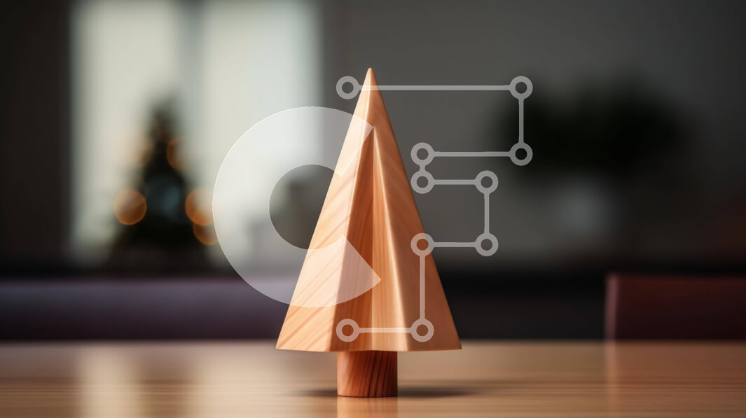 Intra Συλλεκτικό Ξύλινο Παζλ Plywood  4mm - Μικρό ξύλινο χριστουγεννιάτικο δέντρο σε δρύινο τραπέζι Σε Ξύλινο Κουτί - Διαστάσεις: 10x10 cm – 25 κομμάτια