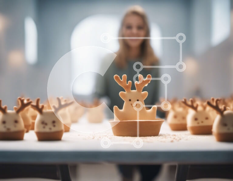 Intra Συλλεκτικό Ξύλινο Παζλ Plywood  4mm - Εορταστικά επιδόρπια με τάρανδο Σε Ξύλινο Κουτί - Διαστάσεις: 10x10 cm – 25 κομμάτια