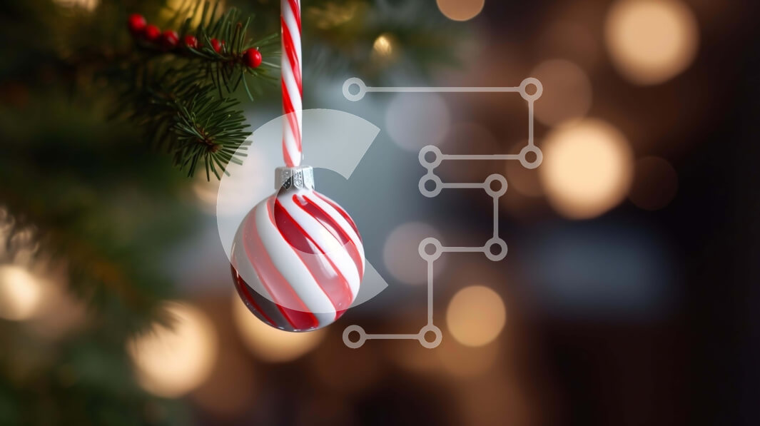 Intra Συλλεκτικό Ξύλινο Παζλ Plywood  4mm - Κόκκινο και λευκό στολίδι από ζαχαροκάλαμο που κρέμεται από κλαδί δέντρου Σε Ξύλινο Κουτί - Διαστάσεις: 10x10 cm – 25 κομμάτια