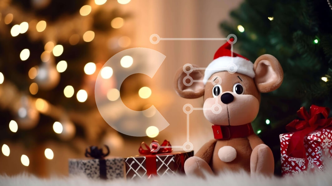 Intra Συλλεκτικό Ξύλινο Παζλ Plywood  4mm - Αρκουδάκι Άγιου Βασίλη με δώρα και χριστουγεννιάτικο δέντρο Σε Ξύλινο Κουτί - Διαστάσεις: 10x10 cm – 25 κομμάτια