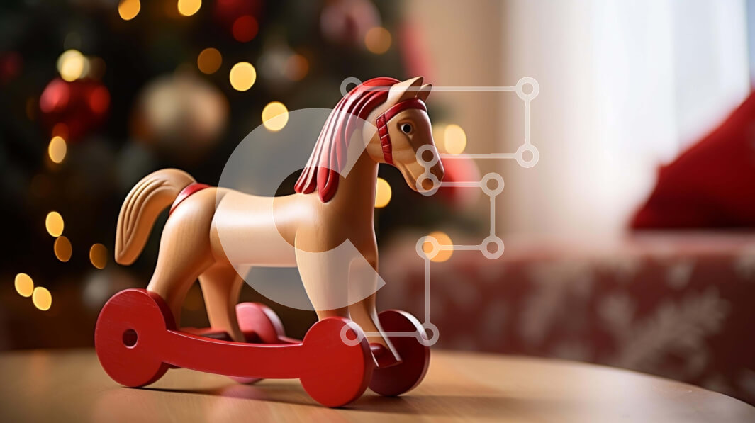 Intra Συλλεκτικό Ξύλινο Παζλ Plywood  4mm - Εορταστικό ξύλινο παιχνίδι άλογο και διακοσμητικό χριστουγεννιάτικο δέντρο Σε Ξύλινο Κουτί - Διαστάσεις: 10x10 cm – 25 κομμάτια