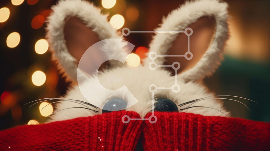 Intra Συλλεκτικό Ξύλινο Παζλ Plywood  4mm - Χαριτωμένο κουνέλι λαγουδάκι με εορταστικό πουλόβερ Σε Ξύλινο Κουτί - Διαστάσεις: 10x10 cm – 25 κομμάτια