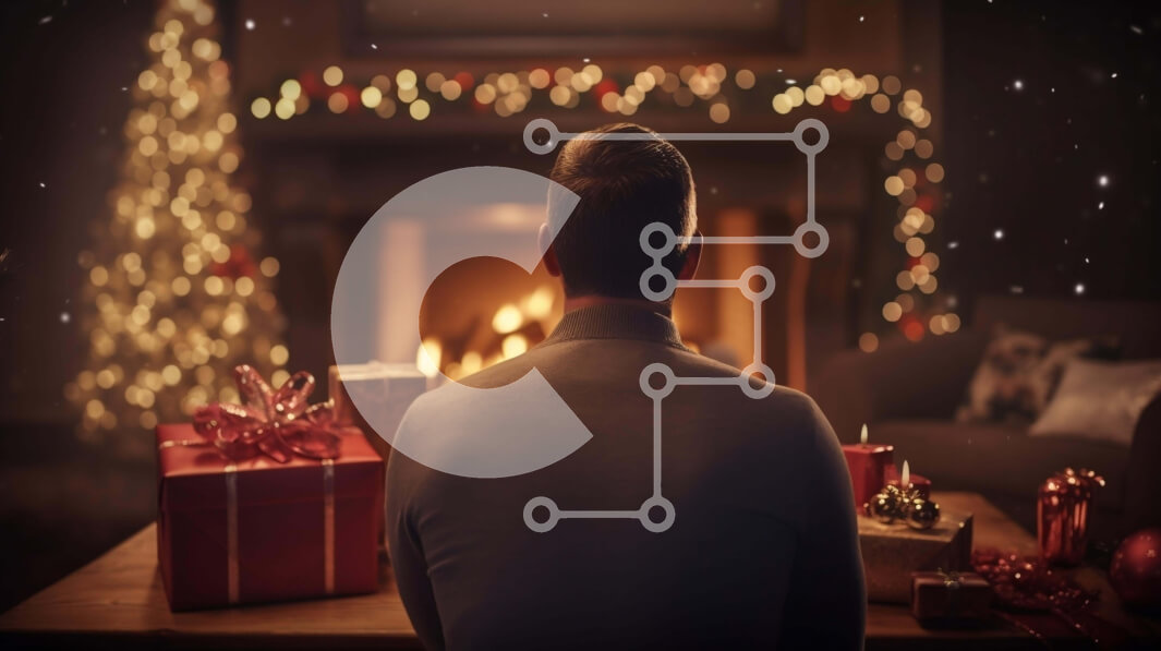 Intra Συλλεκτικό Ξύλινο Παζλ Plywood  4mm - Ζεστή σκηνή διακοπών με τον άντρα δίπλα στο τζάκι Σε Ξύλινο Κουτί - Διαστάσεις: 10x10 cm – 25 κομμάτια