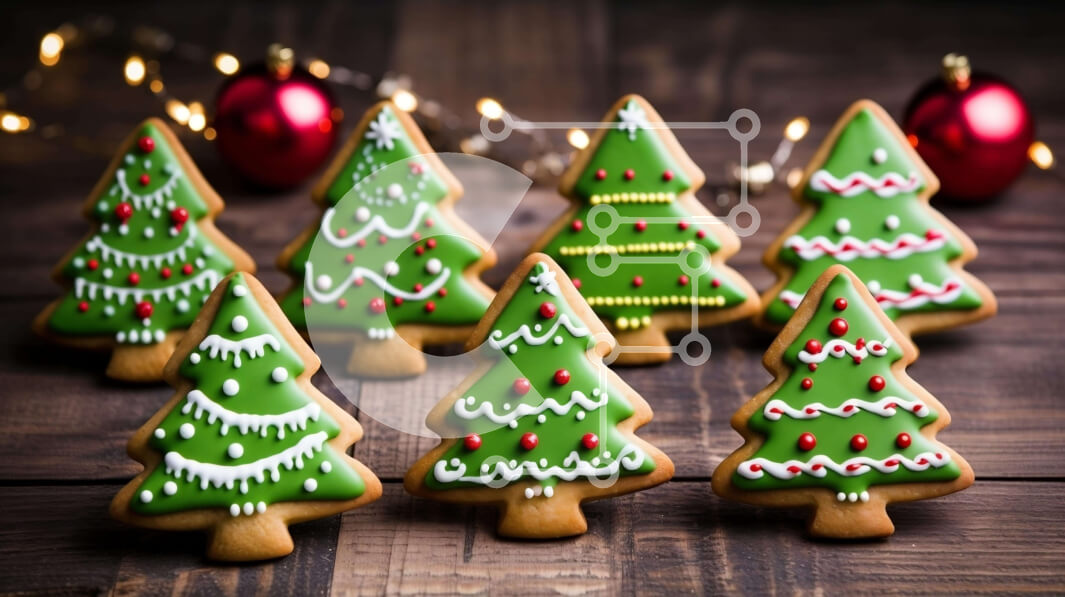 Intra Συλλεκτικό Ξύλινο Παζλ Plywood  4mm - Μπισκότα Χριστουγεννιάτικου Δέντρου σε ξύλινο τραπέζι Σε Ξύλινο Κουτί - Διαστάσεις: 10x10 cm – 25 κομμάτια