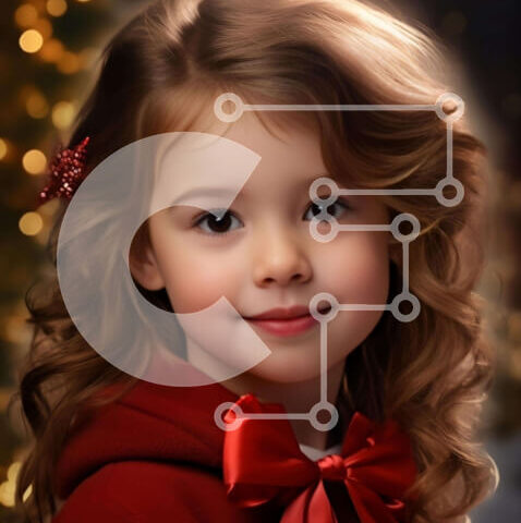 Intra Συλλεκτικό Ξύλινο Παζλ Plywood  4mm - Χαμογελώντας κορίτσι μπροστά από ένα φωτισμένο χριστουγεννιάτικο δέντρο Σε Ξύλινο Κουτί - Διαστάσεις: 10x10 cm – 25 κομμάτια - Image 1