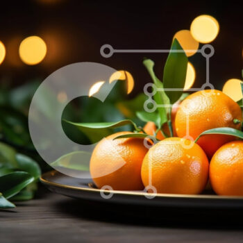 Intra Συλλεκτικό Ξύλινο Παζλ Plywood  4mm - Φρέσκα πορτοκάλια σε ένα μαύρο πιάτο με φώτα Σε Ξύλινο Κουτί - Διαστάσεις: 10x10 cm – 25 κομμάτια - Image 1