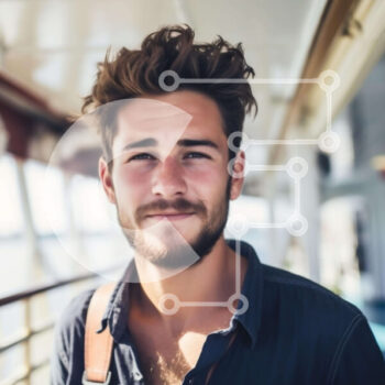 Intra Συλλεκτικό Ξύλινο Παζλ Plywood  4mm - Νεαρός άνδρας που απολαμβάνει διακοπές σε κρουαζιερόπλοιο Σε Ξύλινο Κουτί - Διαστάσεις Puzzle: 10x10 cm – 25 κομμάτια - Image 1