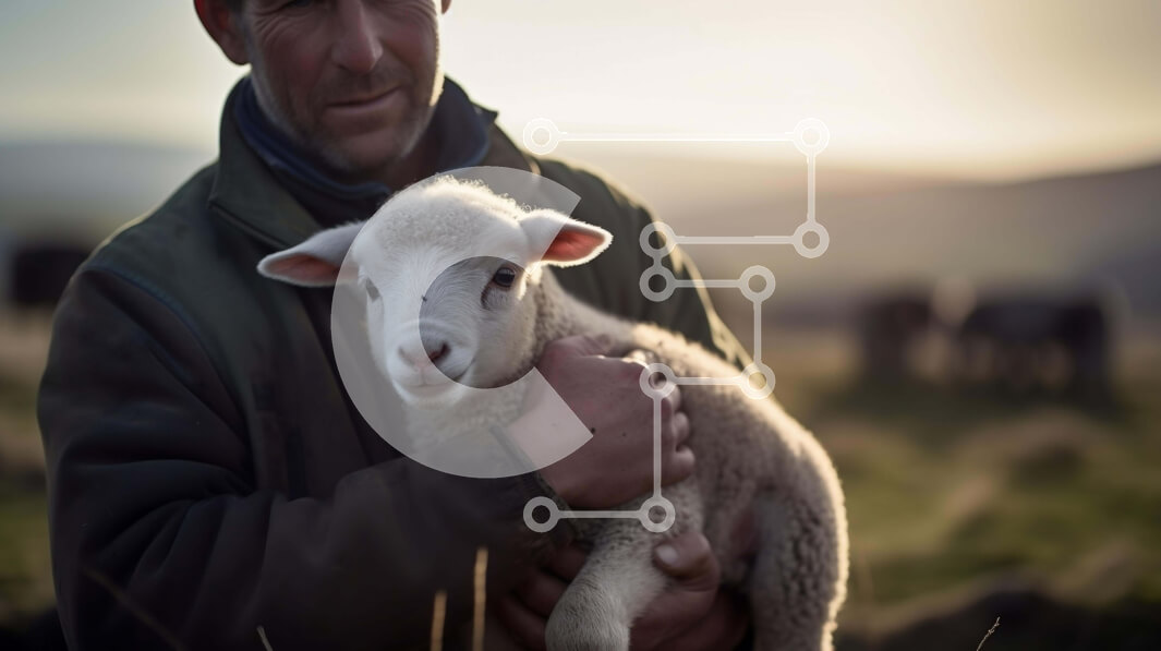 Intra Συλλεκτικό Ξύλινο Παζλ Plywood  4mm - Άτομο που κρατά ένα μικρό αρνί σε ένα αγρόκτημα Σε Ξύλινο Κουτί - Διαστάσεις: 10x10 cm – 25 κομμάτια