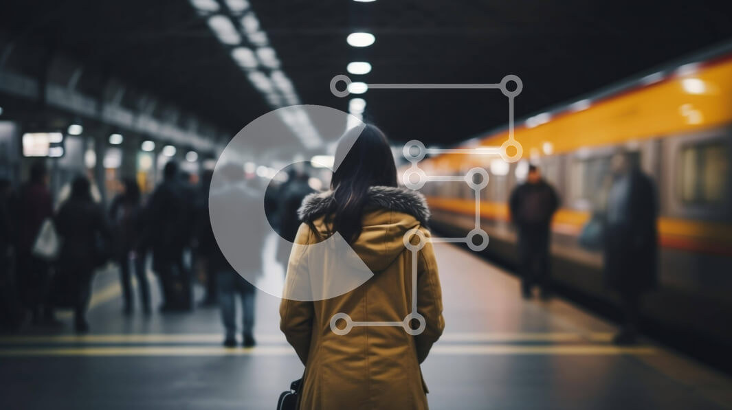 Intra Συλλεκτικό Ξύλινο Παζλ Plywood  4mm - Γυναίκα που περιμένει στο σταθμό του μετρό Σε Ξύλινο Κουτί - Διαστάσεις Puzzle: 10x10 cm – 25 κομμάτια